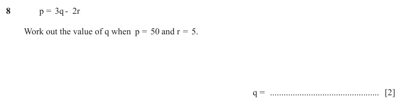 Question 8 - Cambridge IGCSE Maths Past Papers - Core Non Calculator - Paper 1 - TZ1 November 2025