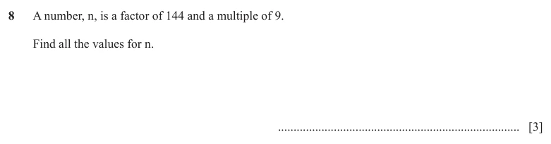 Question 8 - Cambridge IGCSE Maths Past Papers - Core Non Calculator - Paper 1 - TZ2 November 2025