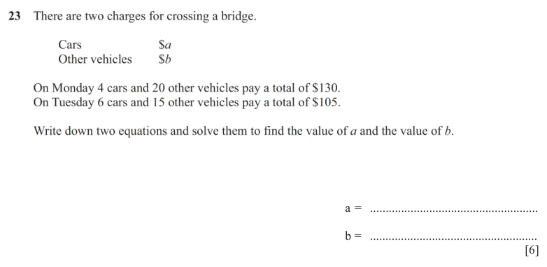Question 23 - Cambridge IGCSE Maths Past Papers - Core Non Calculator - Paper 1 - TZ2 November 2025