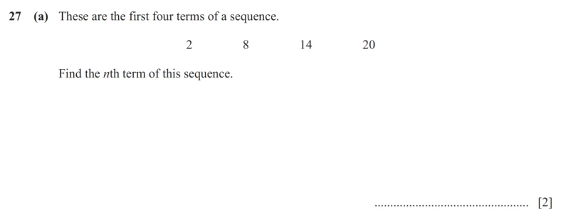 Question 27(a) - Cambridge IGCSE Maths Past Papers - Core Non Calculator - Paper 1 - TZ2 November 2025