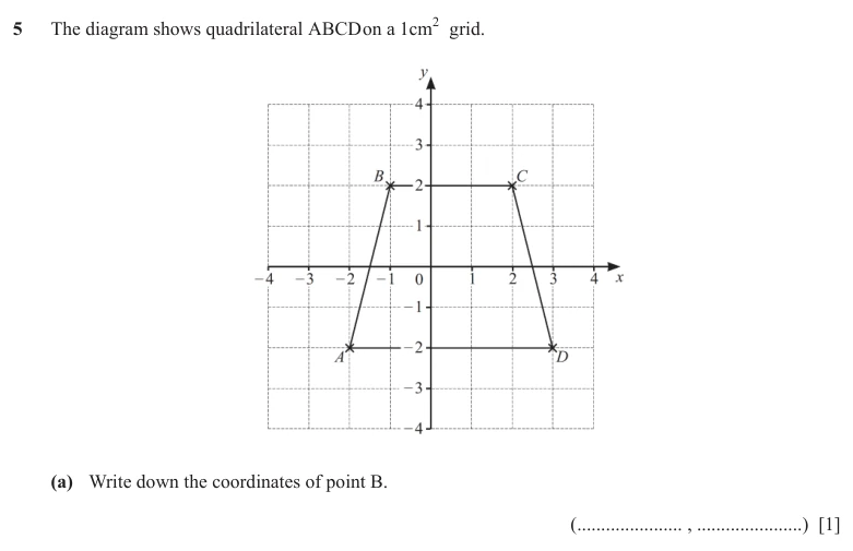 Question 5(a) - Cambridge IGCSE Maths Past Papers - Core Non Calculator - Paper 1 - TZ3 November 2025