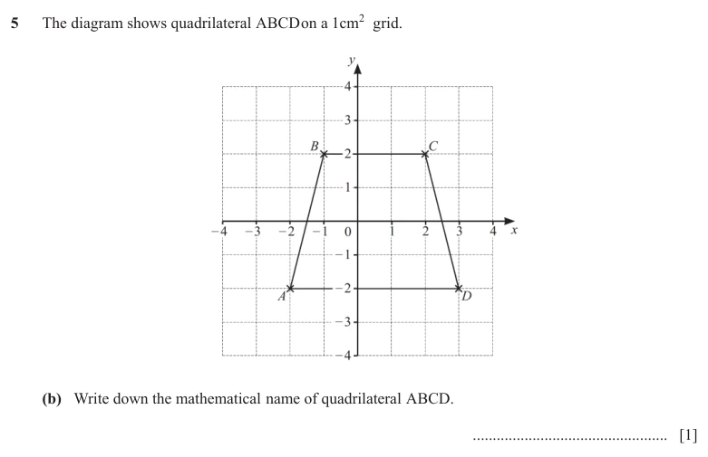 Question 5(b) - Cambridge IGCSE Maths Past Papers - Core Non Calculator - Paper 1 - TZ3 November 2025