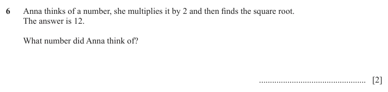 Question 6 - Cambridge IGCSE Maths Past Papers - Core Non Calculator - Paper 1 - TZ3 November 2025
