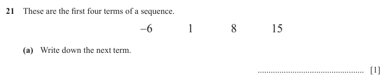 Question 21(a) - Cambridge IGCSE Maths Past Papers - Core Non Calculator - Paper 1 - TZ3 November 2025
