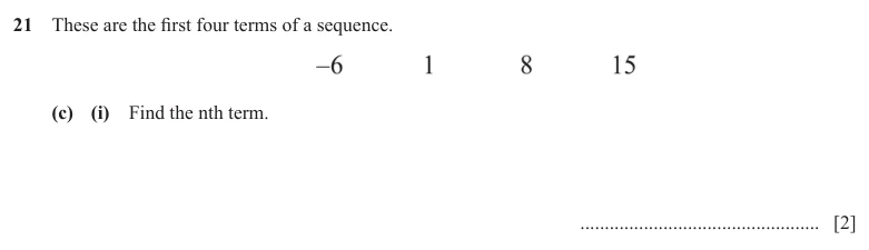 Question 21(c)(i) - Cambridge IGCSE Maths Past Papers - Core Non Calculator - Paper 1 - TZ3 November 2025