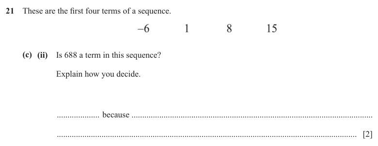 Question 21(c)(ii) - Cambridge IGCSE Maths Past Papers - Core Non Calculator - Paper 1 - TZ3 November 2025