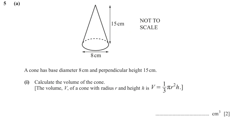 Question 5(a)(i) - Cambridge IGCSE Maths Past Papers - Extended Calculator - Paper 4 - TZ2 June 2024
