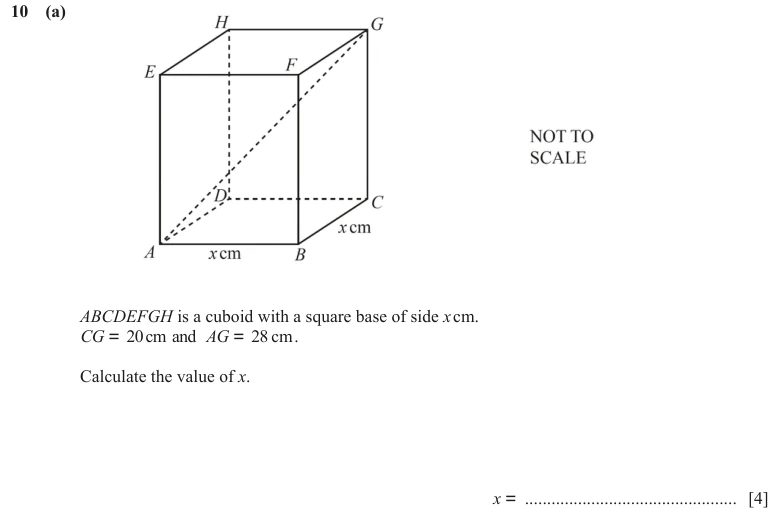 Question 10(a) - Cambridge IGCSE Maths Past Papers - Extended Calculator - Paper 4 - TZ2 June 2024