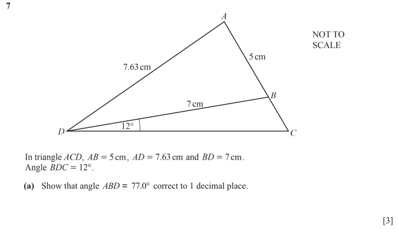 Question 7(a) - Cambridge IGCSE Maths Past Papers - Extended Calculator - Paper 4 - TZ2 November 2023