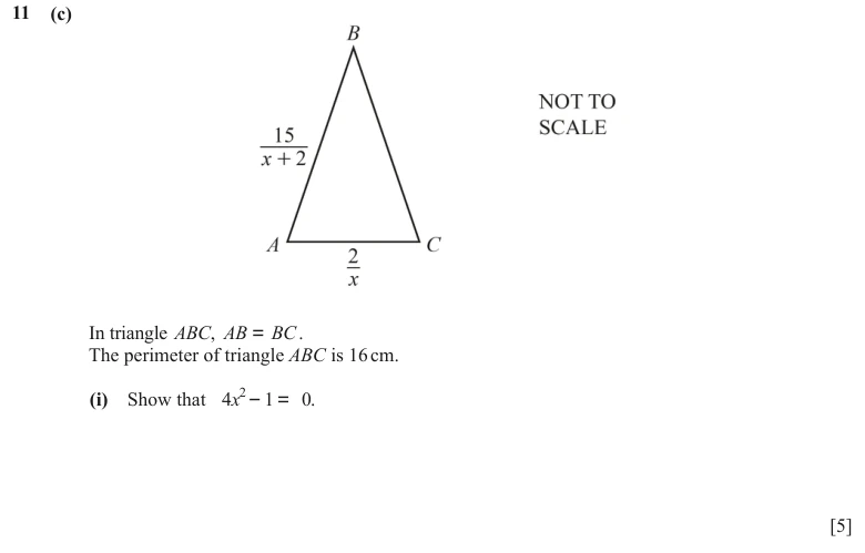 Question 11(c)(i) - Cambridge IGCSE Maths Past Papers - Extended Calculator - Paper 4 - TZ2 November 2023