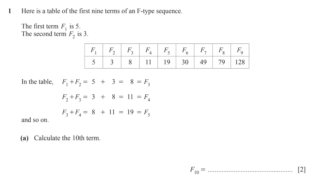 Question 1(a) - Cambridge IGCSE Maths Past Papers - Extended Calculator - Paper 6 - TZ1 November 2023