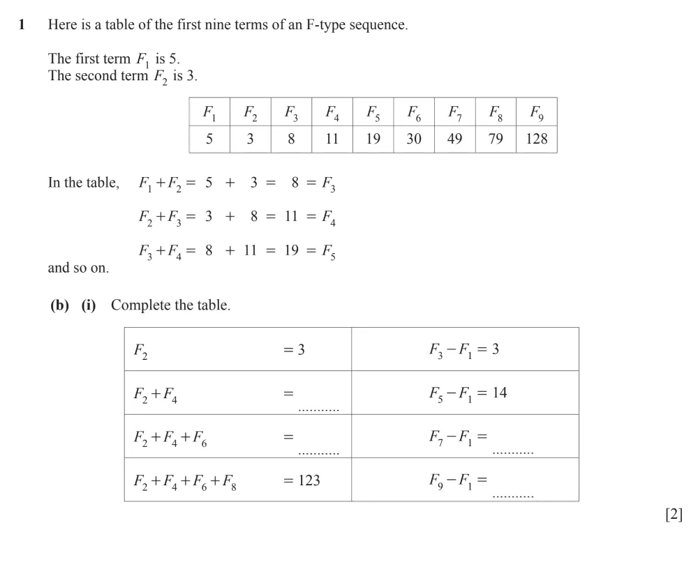 Question 1(b)(i) - Cambridge IGCSE Maths Past Papers - Extended Calculator - Paper 6 - TZ1 November 2023