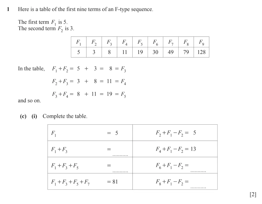 Question 1(c)(i) - Cambridge IGCSE Maths Past Papers - Extended Calculator - Paper 6 - TZ1 November 2023