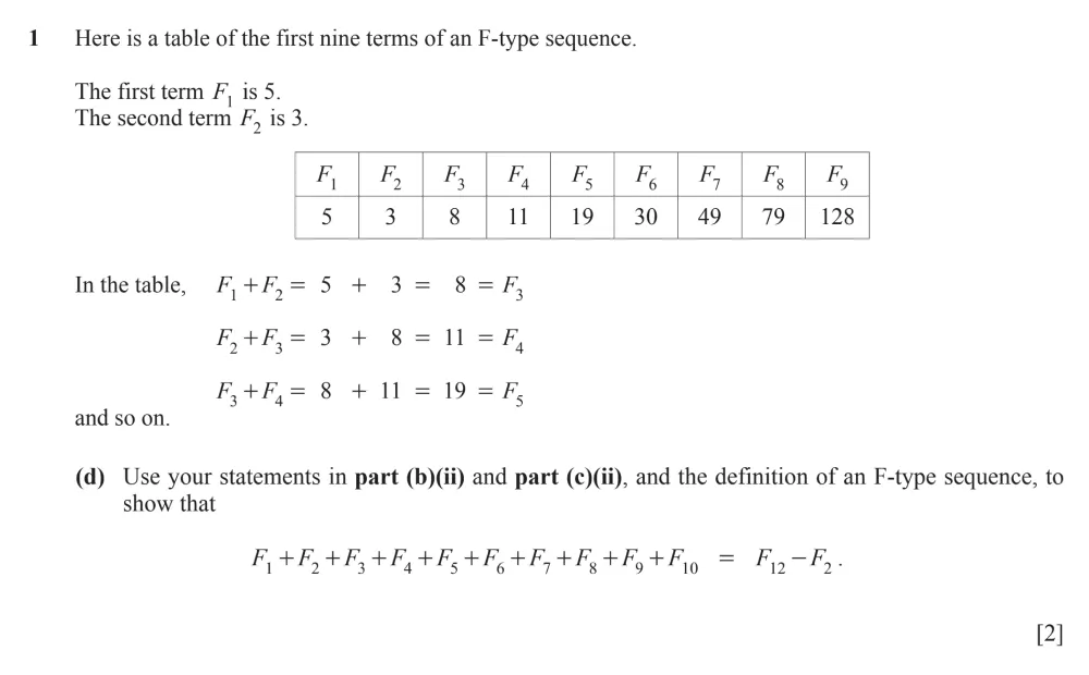 Question 1(d) - Cambridge IGCSE Maths Past Papers - Extended Calculator - Paper 6 - TZ1 November 2023