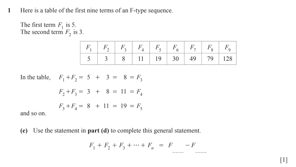 Question 1(e) - Cambridge IGCSE Maths Past Papers - Extended Calculator - Paper 6 - TZ1 November 2023