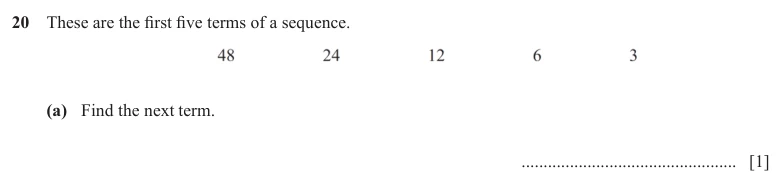 Question 20 (a) - Cambridge IGCSE Maths Past Papers - Extended Calculator - Paper 4 - TZ1 November 2025
