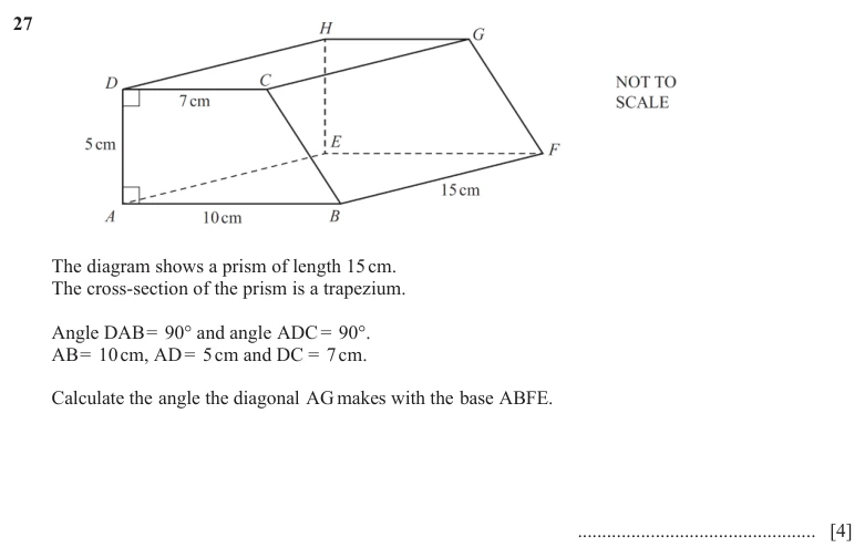 Question 27 - Cambridge IGCSE Maths Past Papers - Extended Calculator - Paper 4 - TZ1 November 2025
