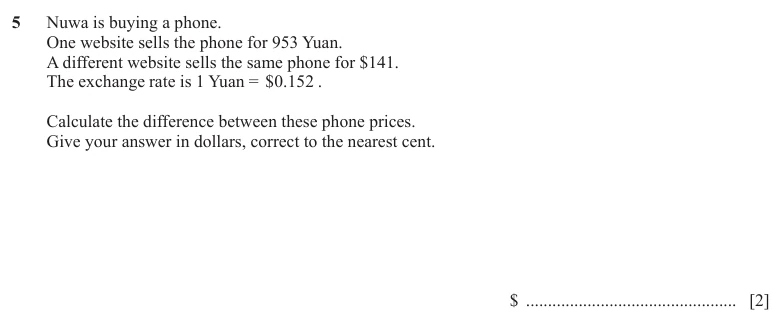 Question 5 - Cambridge IGCSE Maths Past Papers - Extended Calculator - Paper 4 - TZ2 November 2025