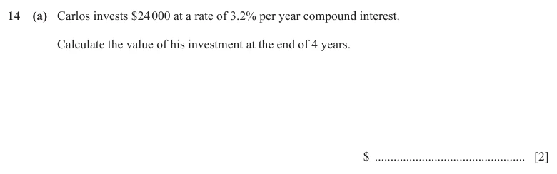 Question 14(a) - Cambridge IGCSE Maths Past Papers - Extended Calculator - Paper 4 - TZ2 November 2025