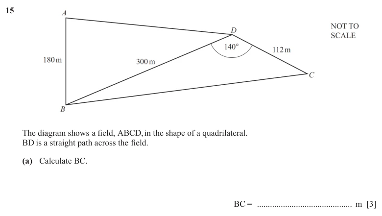 Question 15(a) - Cambridge IGCSE Maths Past Papers - Extended Calculator - Paper 4 - TZ2 November 2025