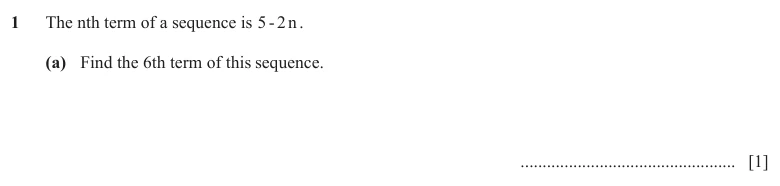 Question 1(a) - Cambridge IGCSE Maths Past Papers - Extended Calculator - Paper 4 - TZ3 November 2025