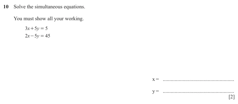 Question 10 - Cambridge IGCSE Maths Past Papers - Extended Calculator - Paper 4 - TZ3 November 2025