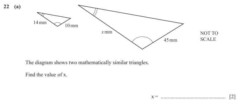 Question 22(a) - Cambridge IGCSE Maths Past Papers - Extended Calculator - Paper 4 - TZ3 November 2025