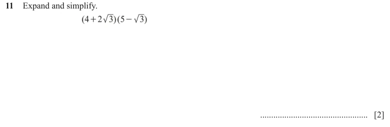 Question 11 - Cambridge IGCSE Maths Past Papers - Extended Non Calculator - Paper 2 - TZ3 November 2023
