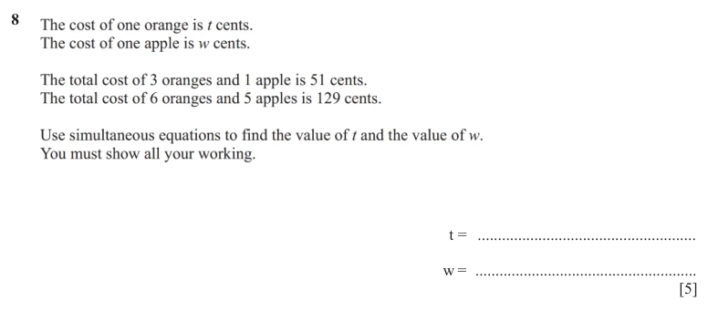 Question 8 - Cambridge IGCSE Maths Past Papers - Extended Non Calculator - Paper 2 - TZ1 November 2025