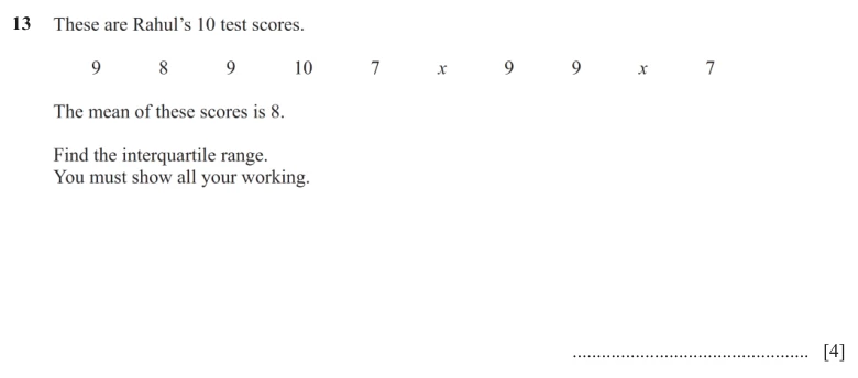 Question 13 - Cambridge IGCSE Maths Past Papers - Extended Non Calculator - Paper 2 - TZ1 November 2025
