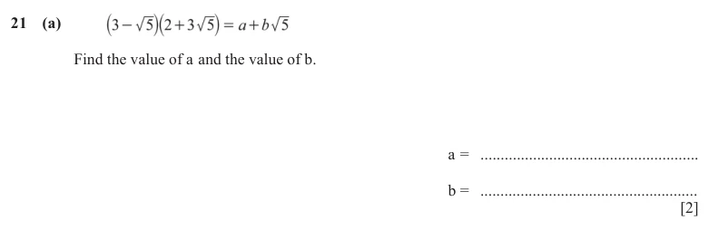 Question 21(a) - Cambridge IGCSE Maths Past Papers - Extended Non Calculator - Paper 2 - TZ1 November 2025