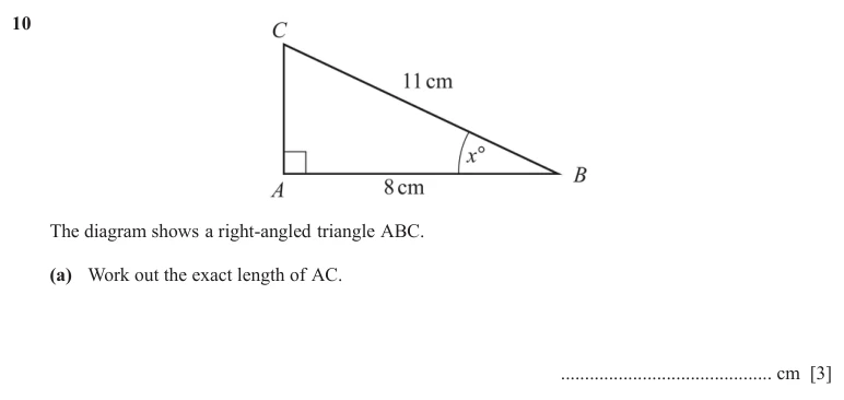 Question 10(a) - Cambridge IGCSE Maths Past Papers - Extended Non Calculator - Paper 2 - TZ3 November 2025