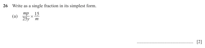 Question 26(a) - Cambridge IGCSE Maths Past Papers - Extended Non Calculator - Paper 2 - TZ3 November 2025