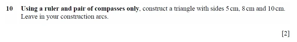 Question 10 - Cambridge IGCSE Maths Past Papers - Core Calculator 2020 - Specimen Paper 1