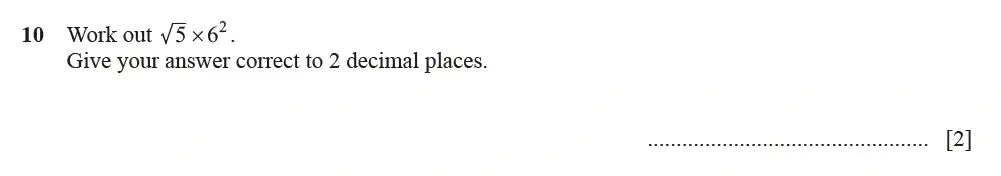 Question 10 - Cambridge IGCSE Maths Past Papers - Core Calculator March 2022 - Paper 1