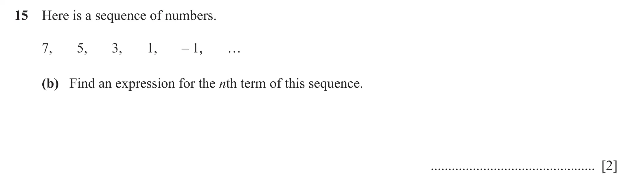 Question 15(b) - Cambridge IGCSE Maths Past Papers - Extended Calculator 2020 - Specimen Paper 2
