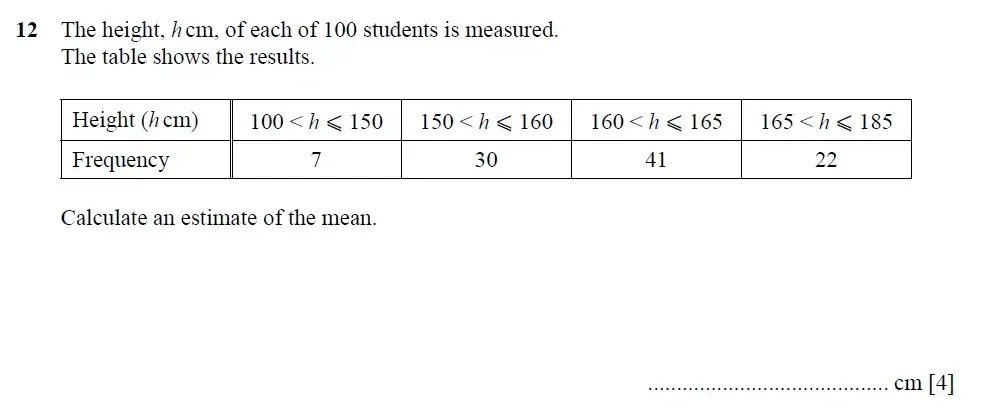 Question 12 - Cambridge IGCSE Maths Past Papers - Extended Calculator 2025 - Specimen Paper 4