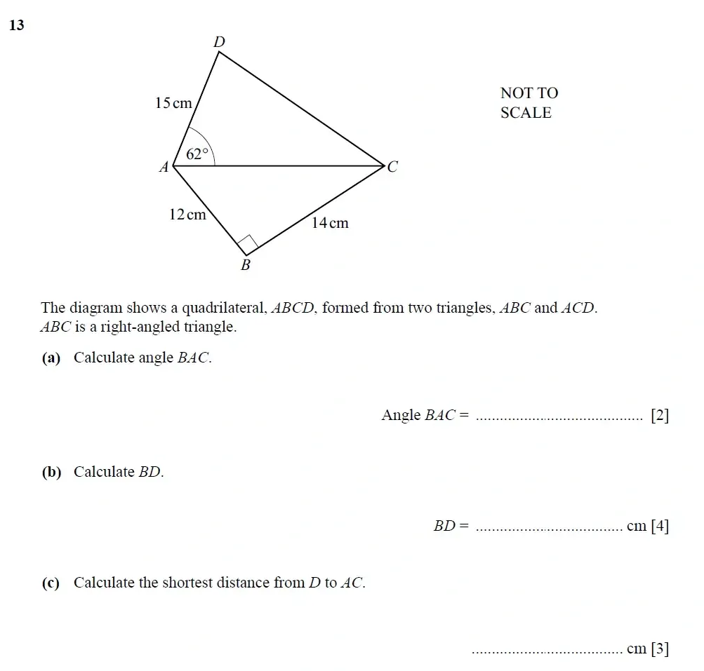 Question 13(a,b,c) - Cambridge IGCSE Maths Past Papers - Extended Calculator 2025 - Specimen Paper 4