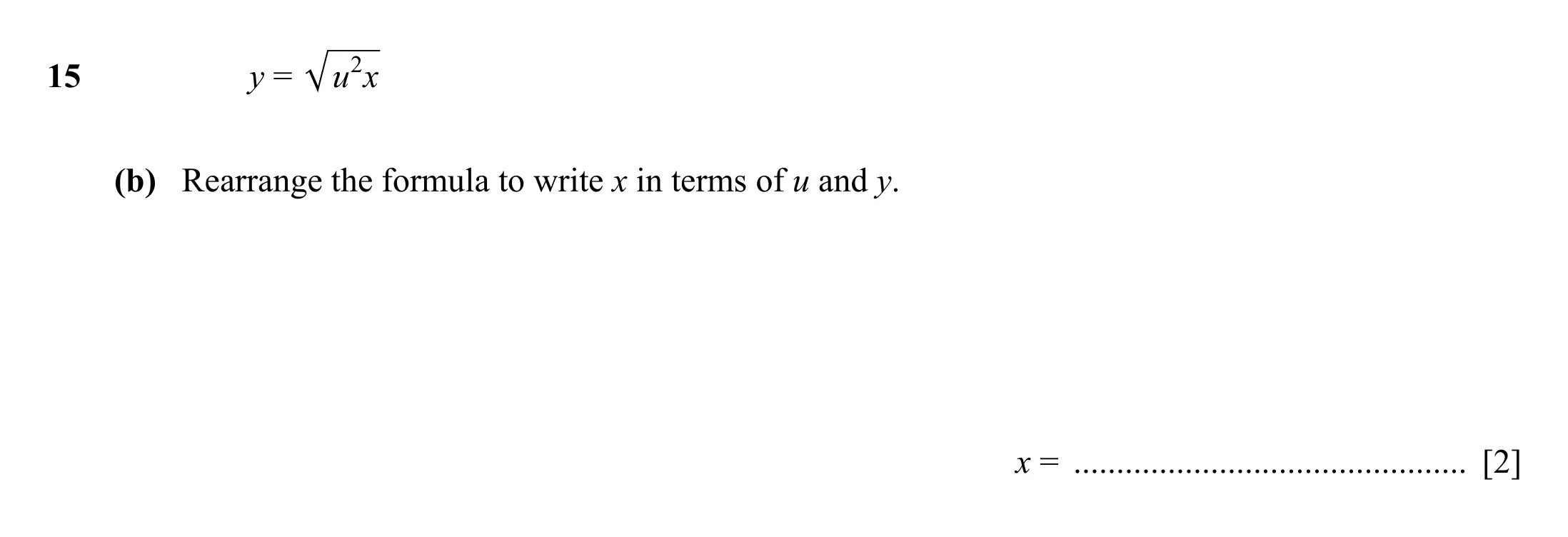 Question 15(b) - Cambridge IGCSE Maths Past Papers - Extended Calculator 2025 - Specimen Paper 4