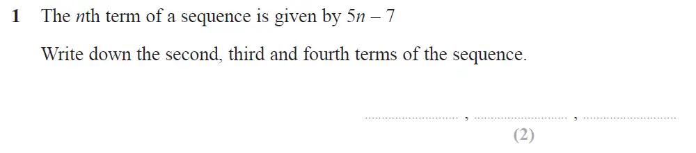 Question 01 - Edexcel IGCSE Maths Past Papers - B Calculator June 2018 - Paper 1