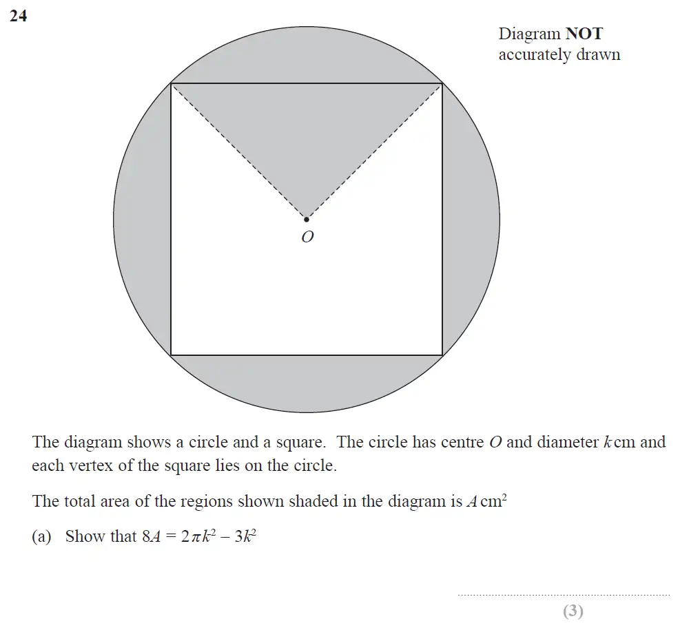 Question 27 - Edexcel IGCSE Maths Past Papers - B Calculator June 2018 - Paper 1