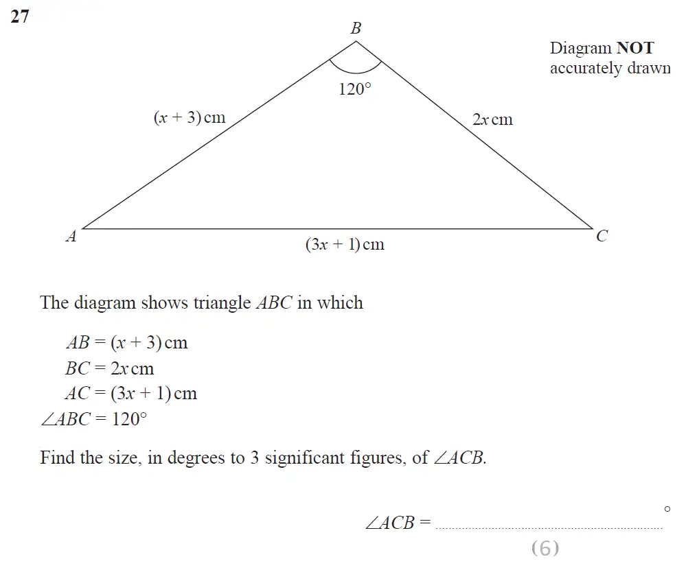 Question 33 - Edexcel IGCSE Maths Past Papers - B Calculator June 2018 - Paper 1