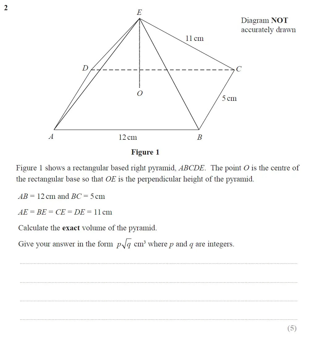 Question 04 - Edexcel IGCSE Maths Past Papers - B Calculator June 2018 - Paper 2