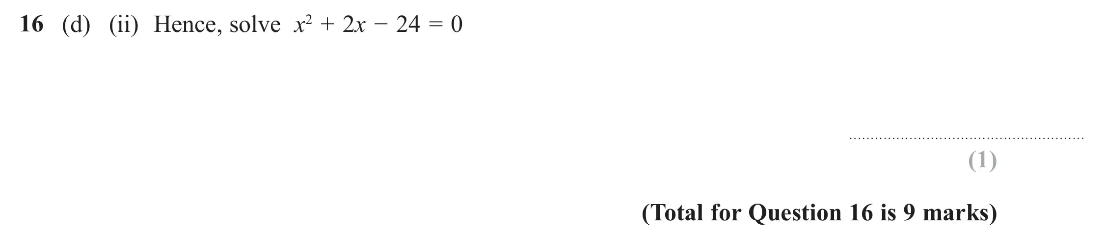 Question 16(d)(ii) - Edexcel IGCSE Maths Past Papers - Foundation Calculator June 2018 - Paper 1
