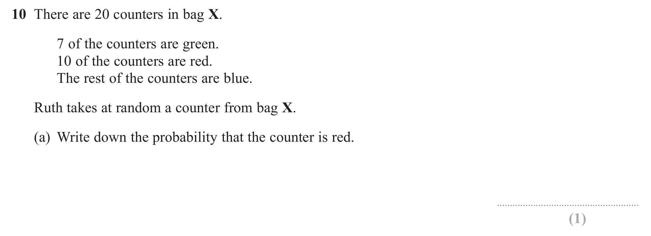 Question 10(a) - Edexcel IGCSE Maths Past Papers - Foundation Resit Calculator June 2018 - Paper 1