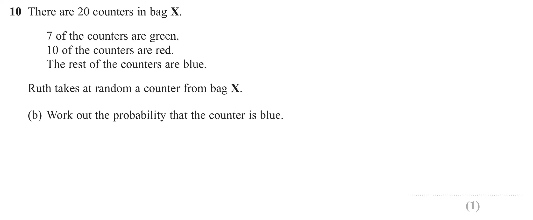 Question 10(b) - Edexcel IGCSE Maths Past Papers - Foundation Resit Calculator June 2018 - Paper 1
