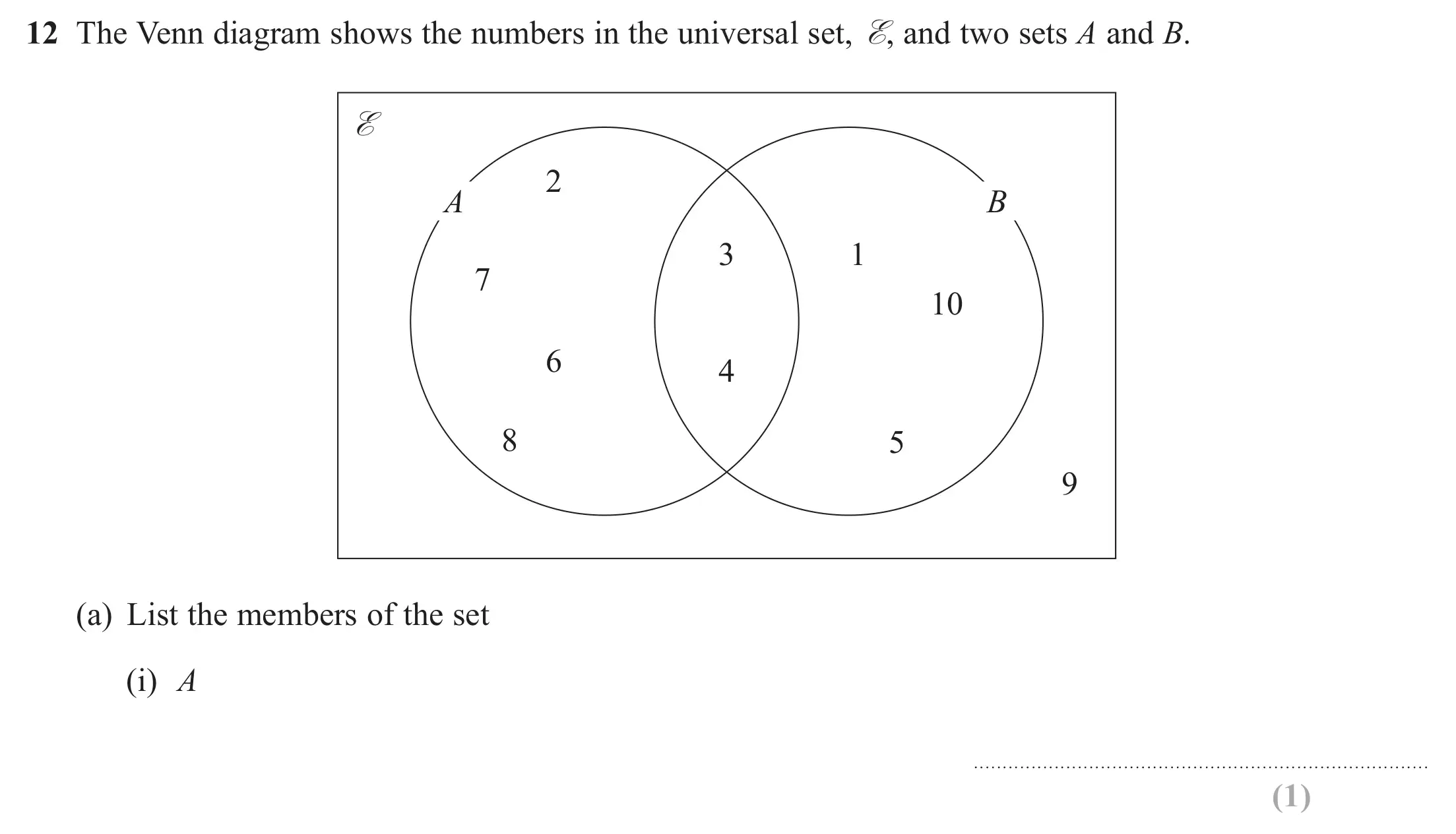 Question 12(a)(i) - Edexcel IGCSE Maths Past Papers - Foundation Resit Calculator June 2018 - Paper 2