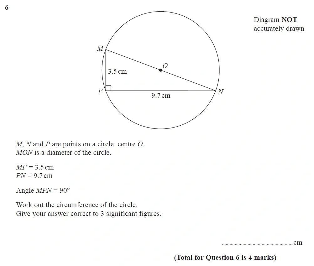 Question 06 - Edexcel IGCSE Maths Past Papers - Higher Calculator June 2018 - Paper 1