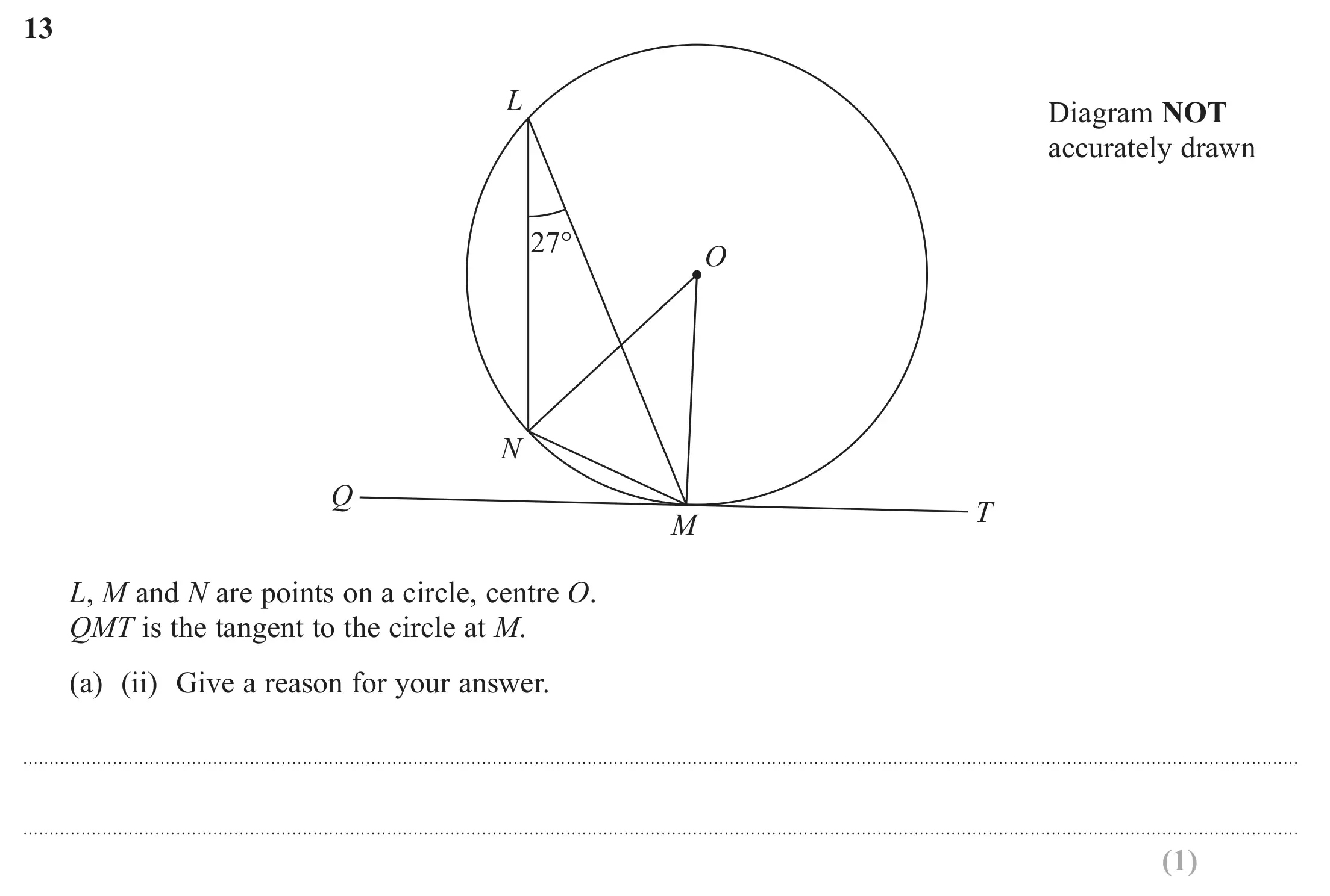 Question 13(a)(ii) - Edexcel IGCSE Maths Past Papers - Higher Calculator June 2018 - Paper 1