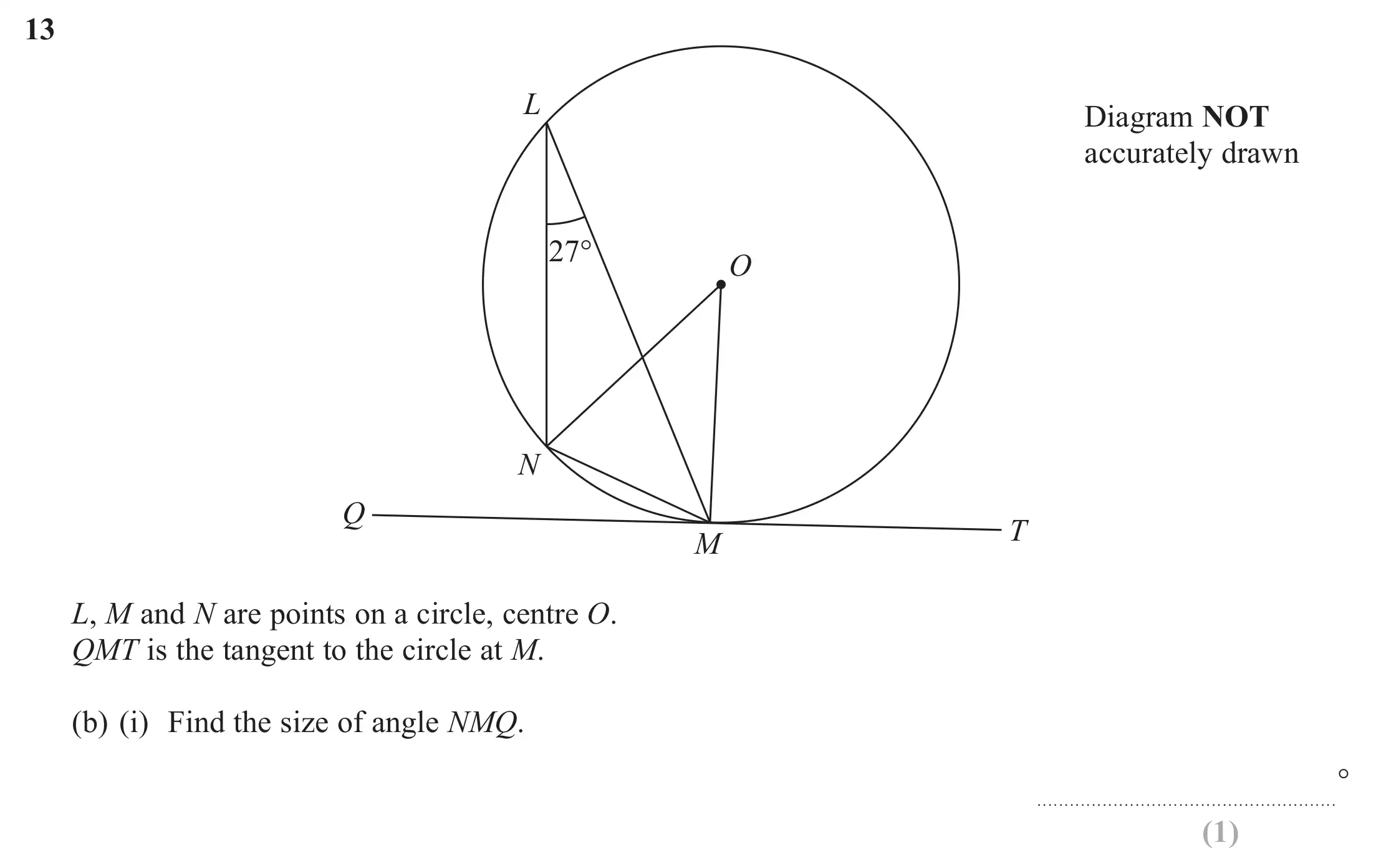 Question 13(b)(i) - Edexcel IGCSE Maths Past Papers - Higher Calculator June 2018 - Paper 1